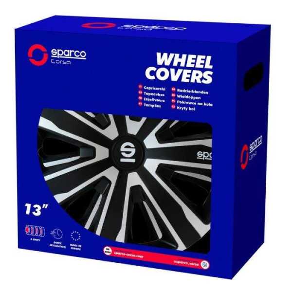 Jeu d'enjoliveurs Sparco Palermo 15 Pouces argentnoir | Sparco | En...