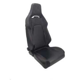 Siège baquet VGR  Simili Cuir Noir + TextileSuede Gris foncé + Surpiqûres rouge  Dossier régable  incl. glissières