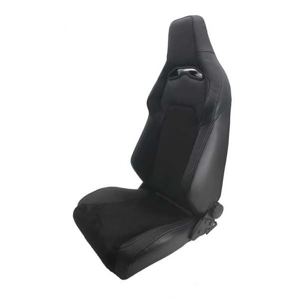 Siège baquet VGR Premium  Cuir  Alcantara Noir + Surpiqûres argent  Dossier régable  incl. glissières