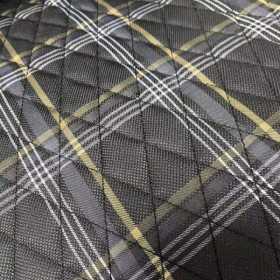 Siège baquet 'GT' Simili Cuir Noir + Tissu en motif à carreaux Jaun...