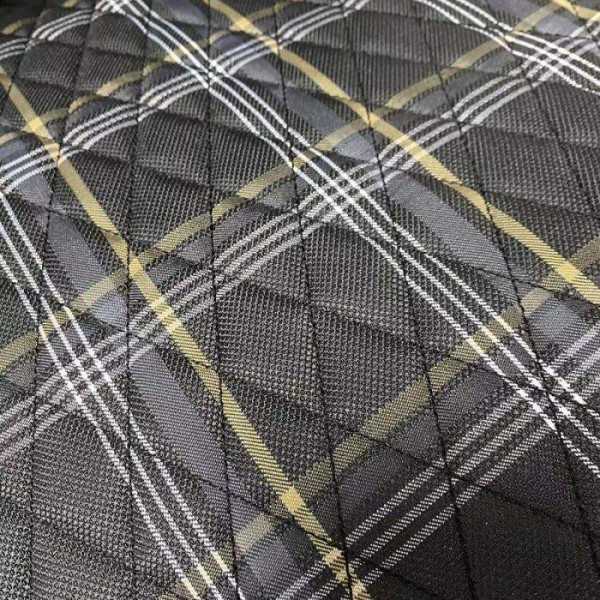 Siège baquet 'GT' Simili Cuir Noir + Tissu en motif à carreaux Jaun...