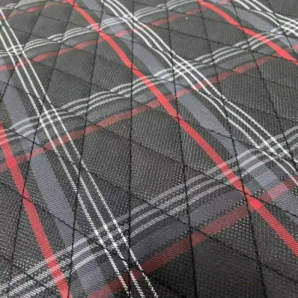 Siège baquet 'GT' Simili Cuir Noir + Tissu en motif à carreaux Roug...