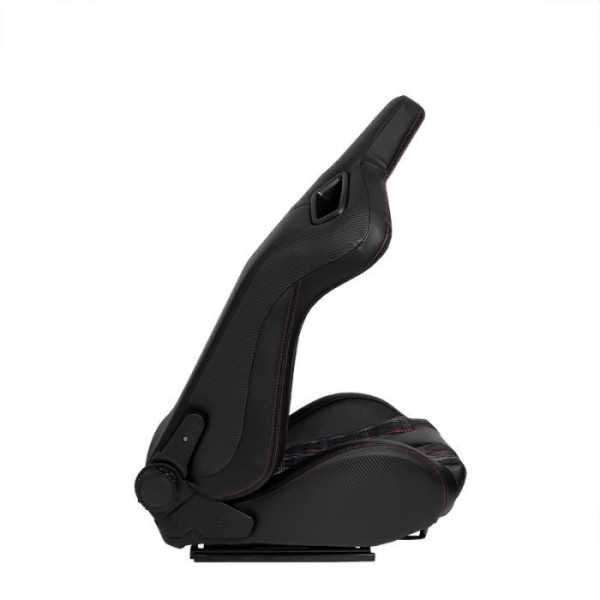 Siège baquet 'GT' Simili Cuir Noir + Tissu en motif à carreaux Roug...