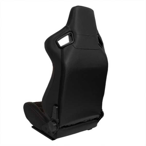 Siège baquet 'GT' Simili Cuir Noir + Tissu en motif à carreaux Roug...