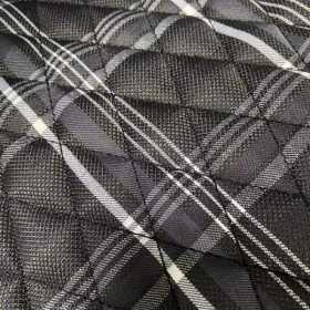 Siège baquet 'GT'  Simili Cuir Noir + Tissu en motif à carreaux Gris + Surpiqûres Gris  Dossier réglable avec glissières