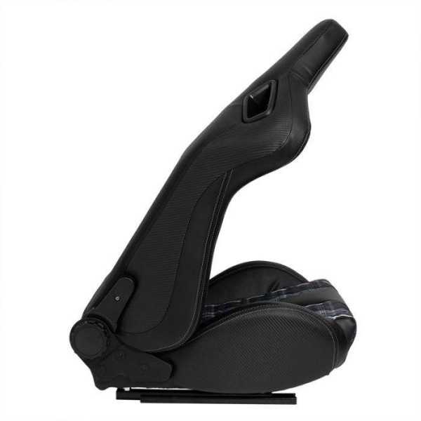 Siège baquet 'GT' Simili Cuir Noir + Tissu en motif à carreaux Gris...