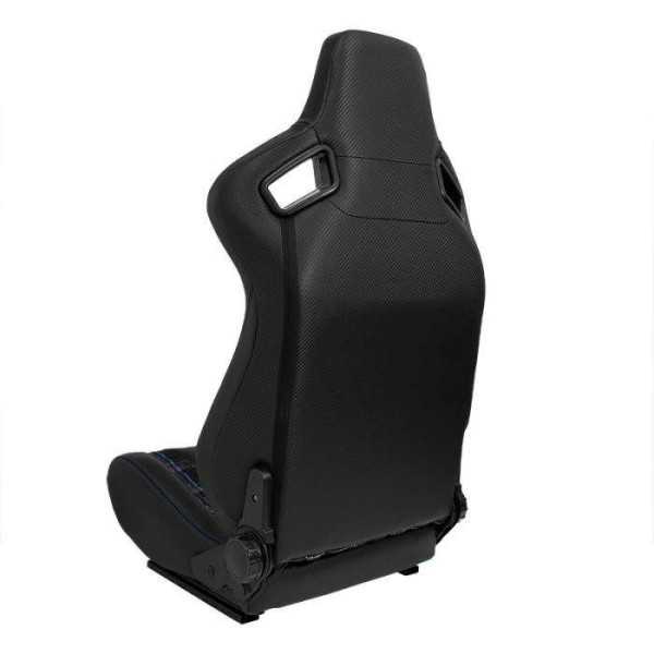 Siège baquet 'GT' Simili Cuir Noir + Tissu en motif à carreaux Bleu...