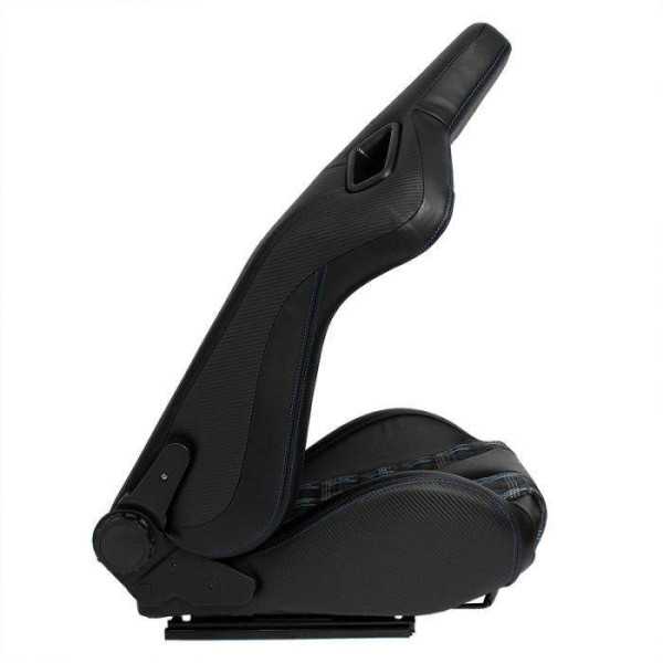 Siège baquet 'GT' Simili Cuir Noir + Tissu en motif à carreaux Bleu...