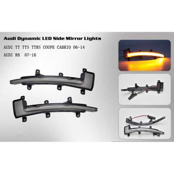 Kit dindicateurs de rétroviseurs latéraux à LED  pour Audi TT 20062014  R8 20072016  Fumée  Y compris Dynamic Running Ligh