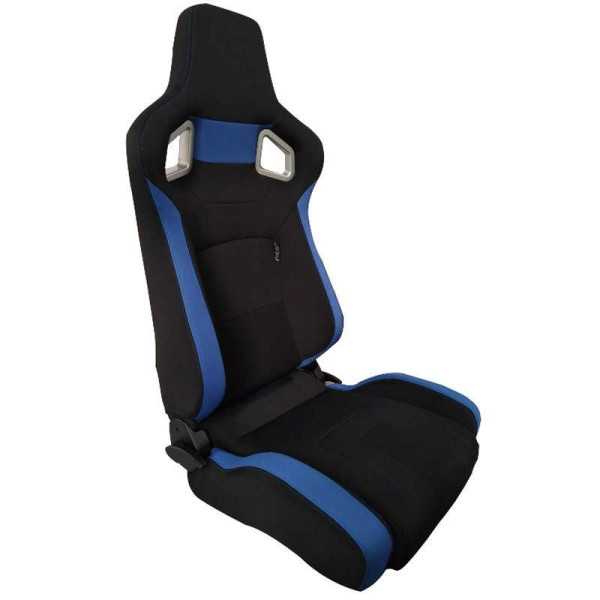 Siège sport RS6II  Tissu noirbleu  Dossier réglable des deux côtés  avec glissières