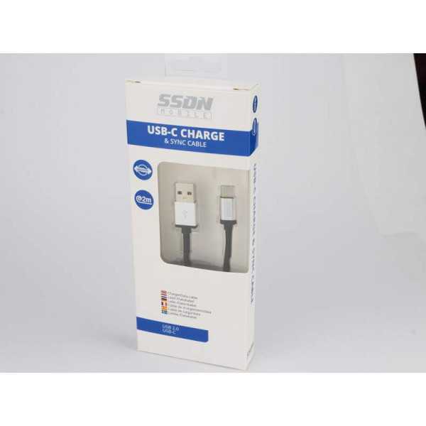 Câble de chargedonnées SSDN Mobile USBC 200cm | AutoStyle | Cable USB