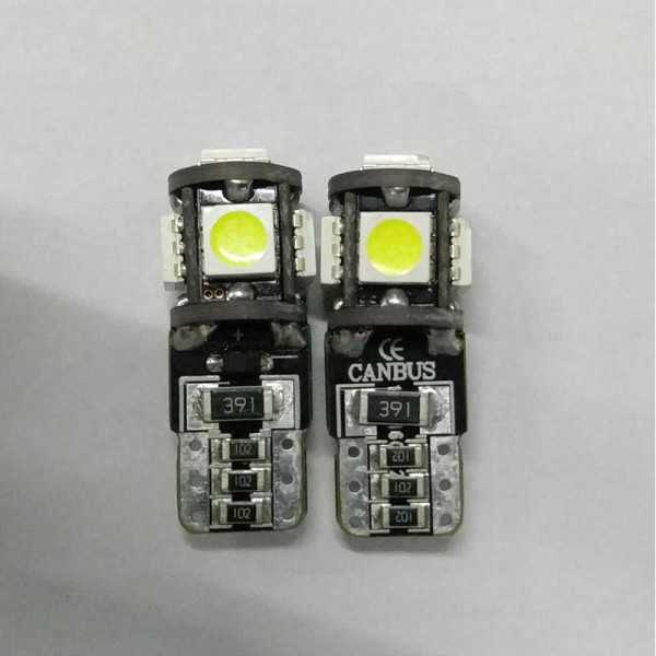 T10 LED 5Q Lampes 12V XenonOptic White lot de 2 pièces avec support bus CAN