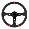 Volant sport universel DeepDish  Ø350mm  Cuir PU Noir  Rayons Noirs  Bandes Rouges