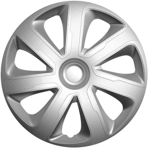 Ensemble denjoliveurs de roue 4 pièces Livourne 14 pouces aspect carbone argenté