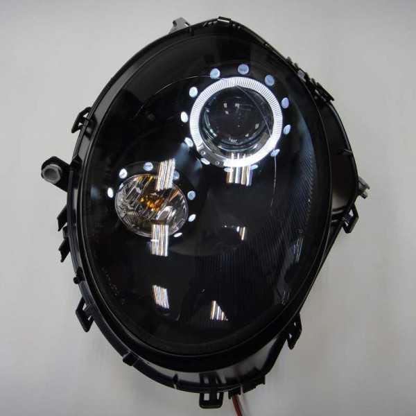 Jeu de phares pour BMW New Mini R55R57 20062010  Noir  avec AngelEyes