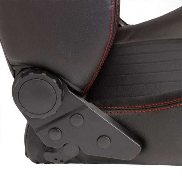 Siège sport Retro Cuir synthétique noir coutures rouges Dossier rég...