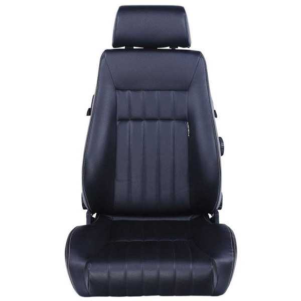 Siège sport Retro Similicuir noir coutures argentées Dossier réglab...