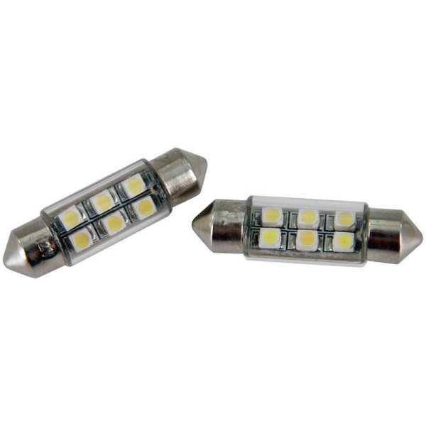 6Q LEDSMD Festoon Lampes Blanc 37x10mm Set de 2 pièces