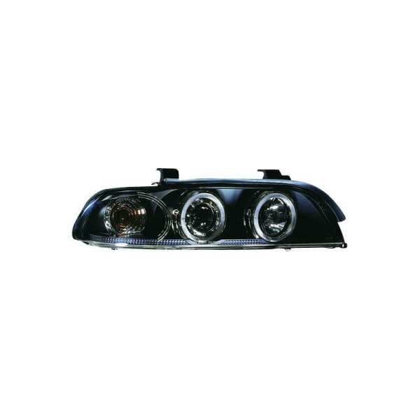 Jeu de phares pour BMW Série 5 E39 19962003  Noir  avec AngelEyes  Motor