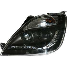 Set Phares DRLLook pour Ford Fiesta VI 20022008  Noir  Moteur inclus