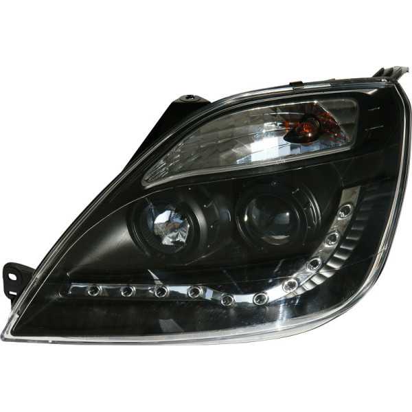 Set Phares DRLLook pour Ford Fiesta VI 20022008  Noir  Moteur inclus