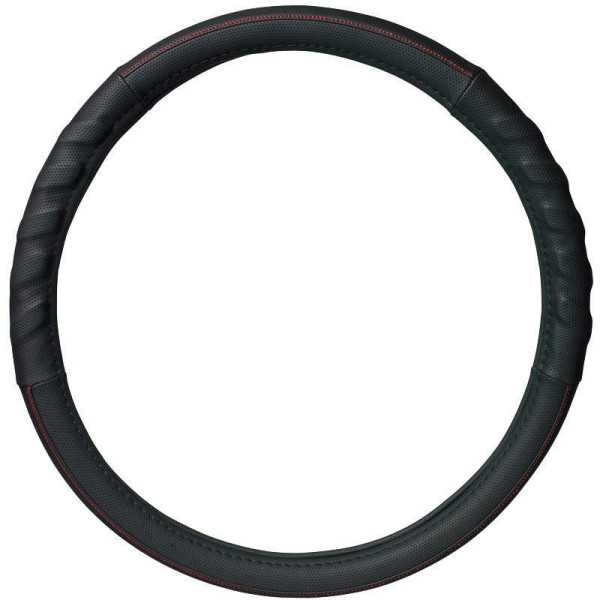 Couvre Volant Universel  Microfibre Noire  Coutures Rouges