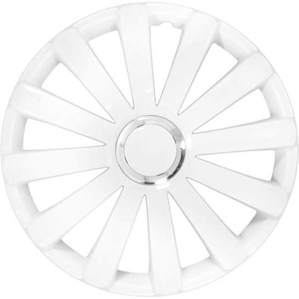 Ensemble denjoliveurs de roue 4 pièces Spyder 15 pouces blanc  anneau chromé