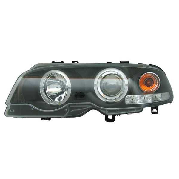 Jeu de phares pour BMW Série 3 E46 CoupéCabriolet 19992002  Noir  avec AngelEyes