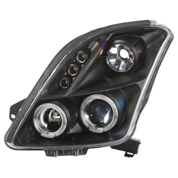 Jeu de phares pour Suzuki Swift II 20052010  Noir  avec AngelEyes