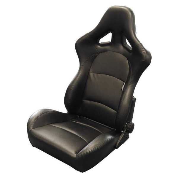Siège sport BS2  Cuir synthétique noir  Dossier en polyester réglable des deux côtés  y compris les toboggans