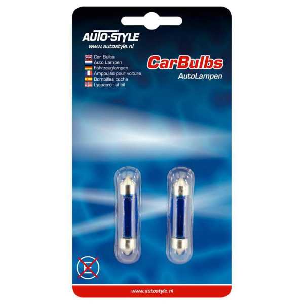 Lampes feston 10W12V 11x39mm Bleu Revêtement lot de 2 pièces | Auto...