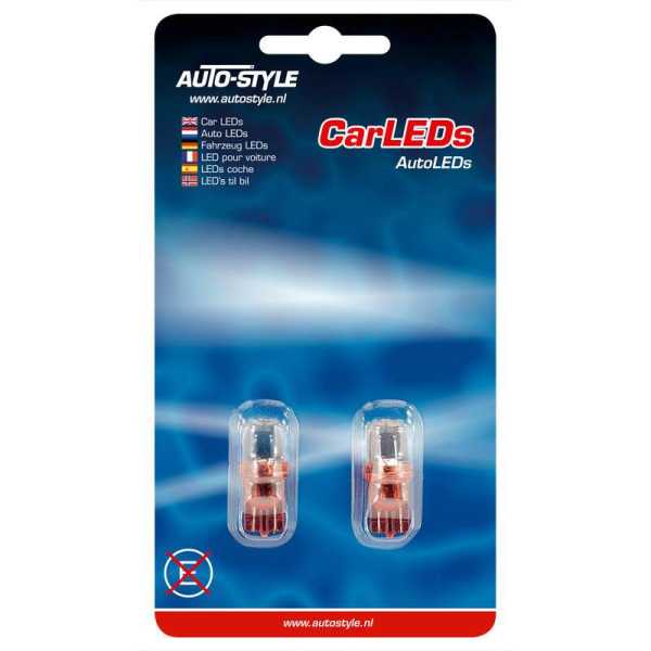 Ampoules LED T10 12V Rouge lot de 2 pièces | AutoStyle | Ampoule LED