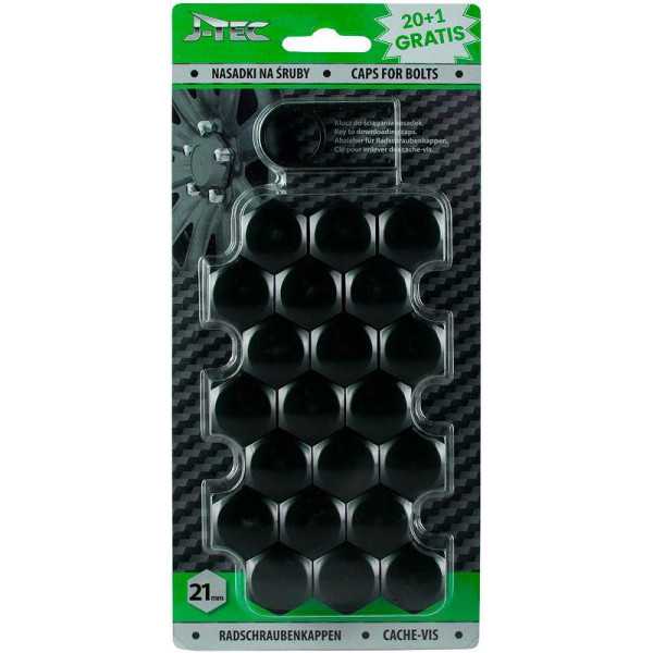 Jeu de capuchons universels pour écrous de roue  Plastique noir  21mm  jeu de 201 pièces
