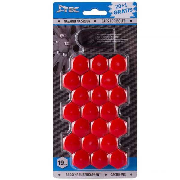 Jeu de capuchons universels pour écrous de roue Plastique rouge 19m...