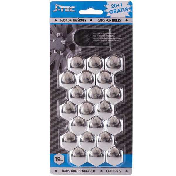 Jeu de capuchons universels pour écrous de roue Chrome Plastic 19mm...