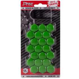 Jeu de capuchons universels pour écrous de roue  Plastique vert  17mm  jeu de 201 pièces