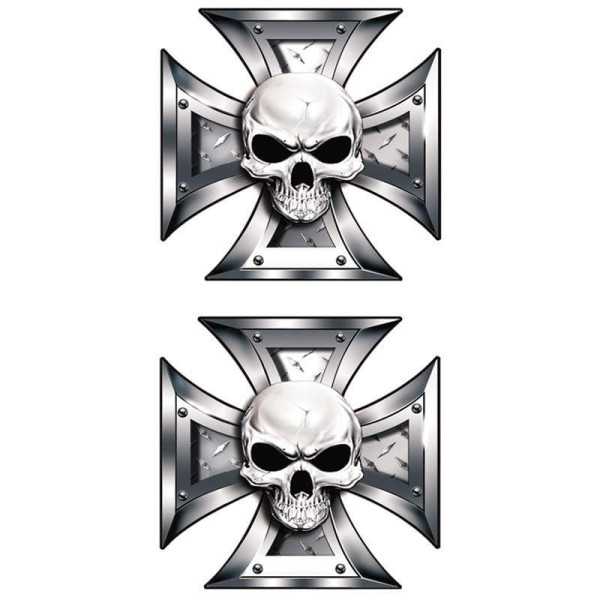 Set dautocollants SkullBlackEyes en IronCross  2x 8x8cm
