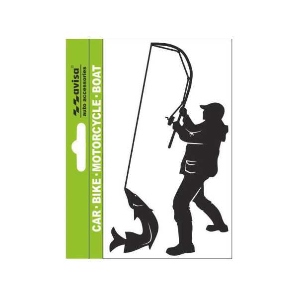 AutoTattoo Autocollant Pêcheur Pêcheur  Poisson  7x14cm