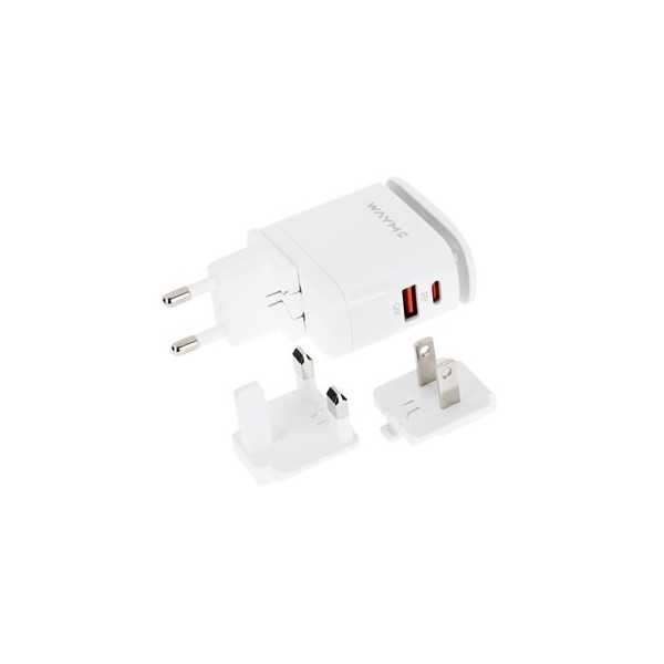 WAYME Chargeur secteur 25W USB-C PD avec lampe LED tactile et adapt...