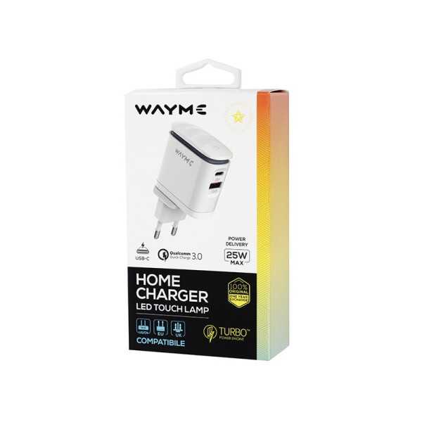 WAYME Chargeur secteur 25W USB-C PD avec lampe LED tactile et adapt...