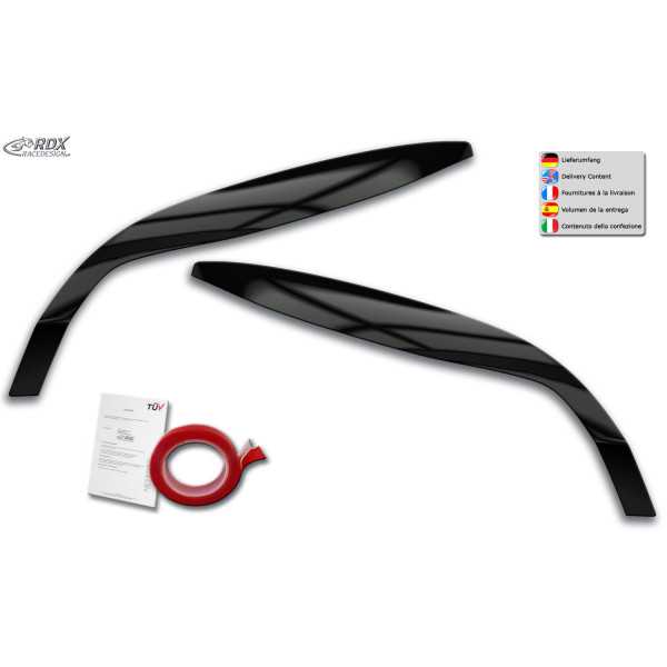 Caches phares RDX pour RENAULT Megane 3 (Z / 2008-2013) noir brilla...