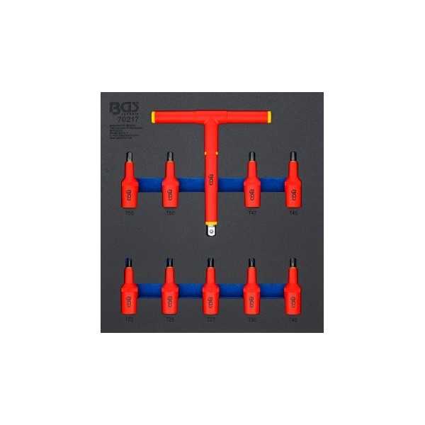 Insert de servante dâ€™atelier 2/3 : Jeu de douilles Ã  embouts VDE 12 5 mm 1/2" profil T pour Torx T20 T55 10 piÃ¨ces