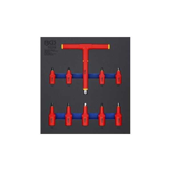 Insert de servante dâ€™atelier 2/3 : Jeu de douilles Ã  embouts VDE 10 mm 3/8" / 12 5 mm 1/2" 4 10 mm 10 piÃ¨ces