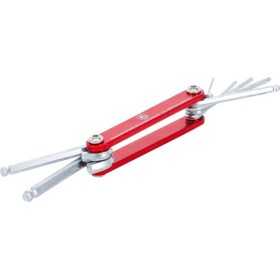 Jeu de clÃ©s repliables six pans intÃ©rieurs Ã  tÃªte sphÃ©rique 1 5 6 mm 7 piÃ¨ces