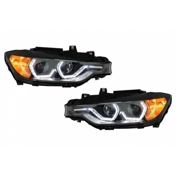 Angel Eyes Phares LED DRL pour BMW 3 F30 F31 Sedan Touring 10.2011-05.2015 Noir