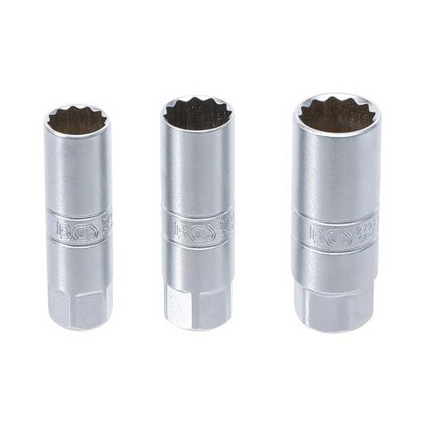 Jeu de douilles pour bougies dâ€™ignition douze pans transmission par carrÃ© femelle 10 mm 3/8" 14 16 18 mm 3 piÃ¨ces