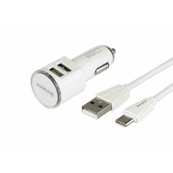 Chargeur MAWAY 12 24V 2x USB 3.4A   cÃ¢ble avec prise USB-C