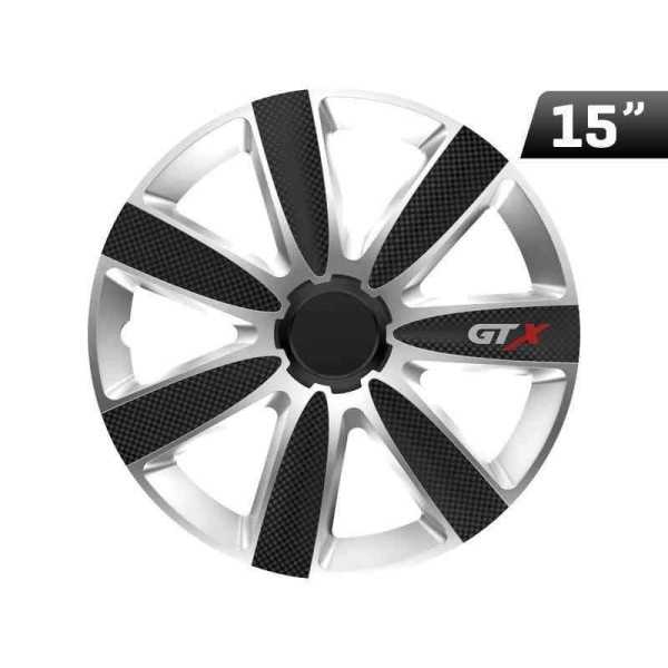 Enjoliveur GTX noir de carbone   argent 15 Pouces  1 pc.