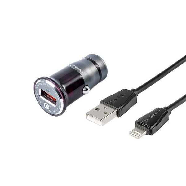 Chargeur MAWAY 12 24V QC3.0 1x cÃ¢ble USB   USB  Lightning