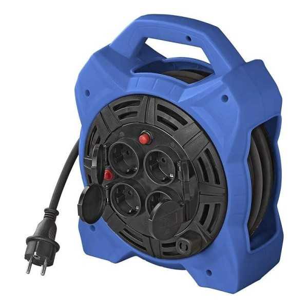 Enrouleur Ã©lectrique Schuko quadruple prise 15M 3x1